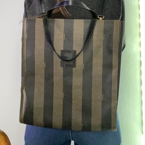 Fendi Pequin Tote Hand Bag PVC Leather - great condition. - Picture 2 of 5